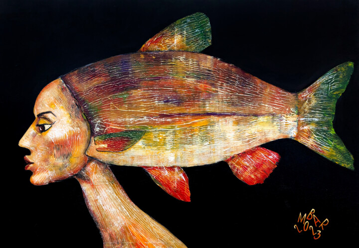 Mermaid 绘画, 27.6x39.4 in