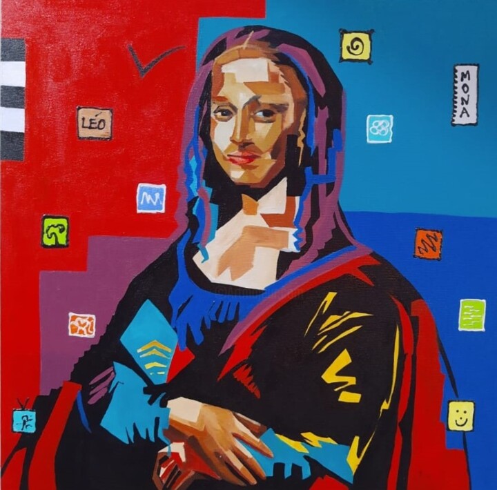 Monalisa Estilizada 绘画, 27.6x27.6 in