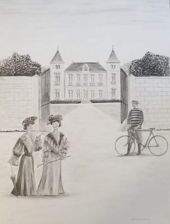 La demeure - Début du XXè siècle Disegno, 23,6x15,8 in