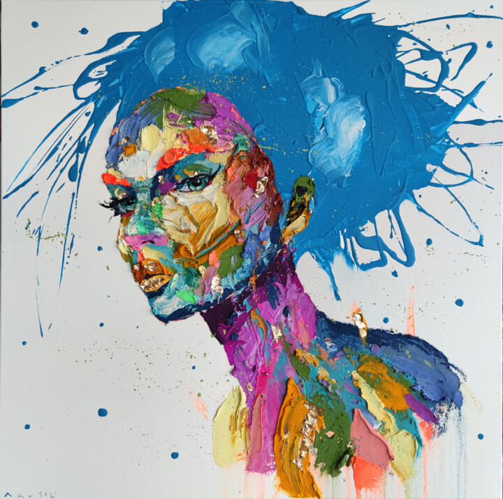Blue love 绘画, 23.6x23.6 in