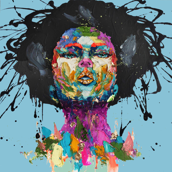 Black eternal hair 绘画, 23.6x23.6 in
