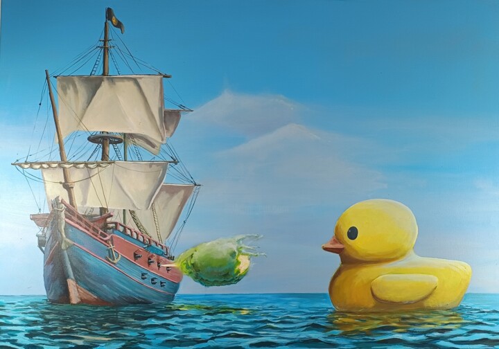 Pirates & Duck 绘画, 27.6x39.4 in