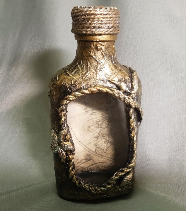 Bottle with a map 0.1 雕塑, 5.1x1.4 in