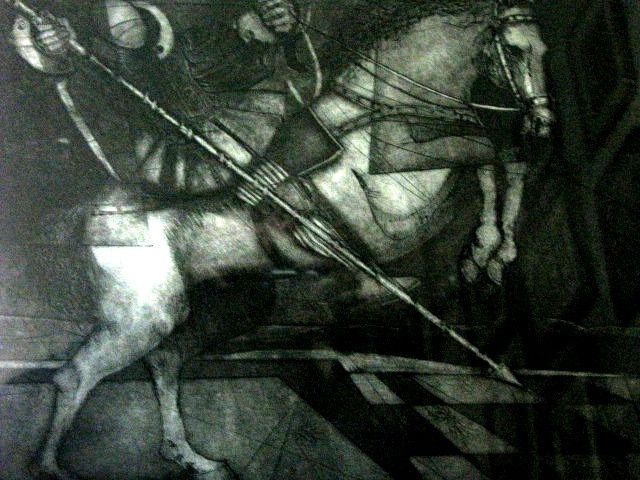 Painting titled "San Jorge con el Dr…" by David Manzur, Original Artwork