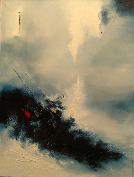 Painting titled "st-97" by Eliane L. Guerin, Original Artwork, Oil Mounted on Wood Stretcher frame
