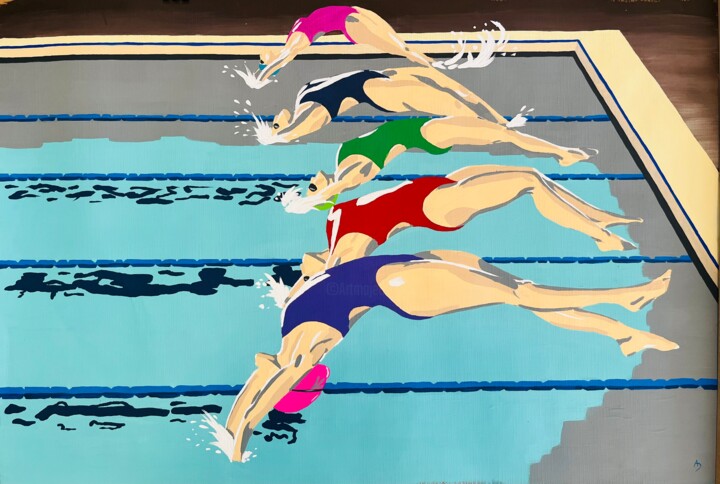 Plongeon arrière (femmes) 绘画, 19.8x29.1 in
