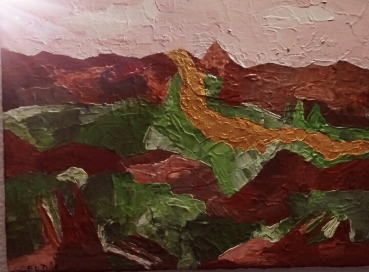 Peinture intitulée "Terre en Camargue" par Claudie Savelli (CLAUDIE-SAVELLI-CLAUDIA), Œuvre d'art originale, Acrylique Monté…