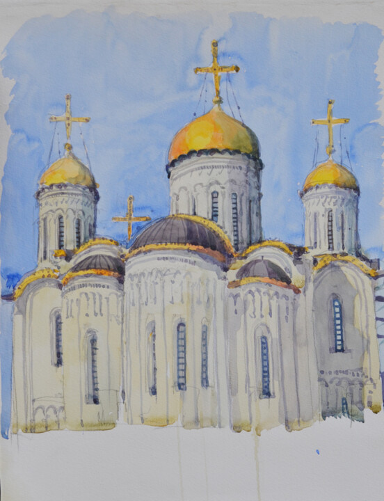 The Dormition Cathedral. Orthodox church in Vladimir Painting, 16.1x15 in