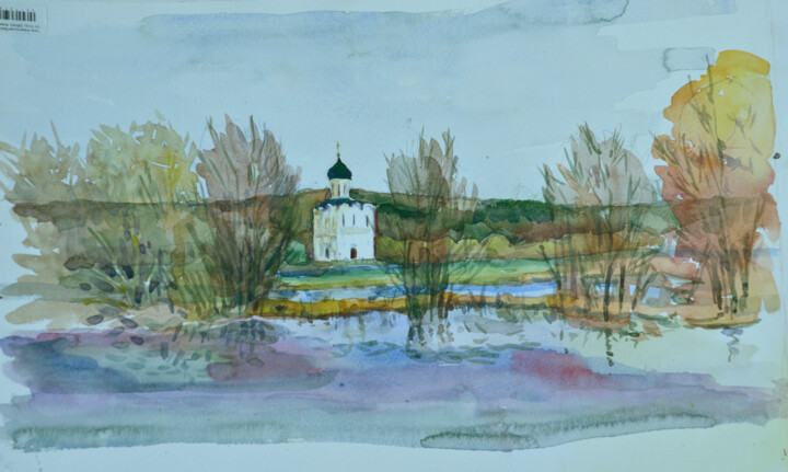 The Church of the Intercession on the Nerl. Flooding 2013 Tablo, 12,2x20,1 in