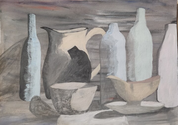 Drawing titled "Зимний вечер" by Shivai, Original Artwork, Gouache