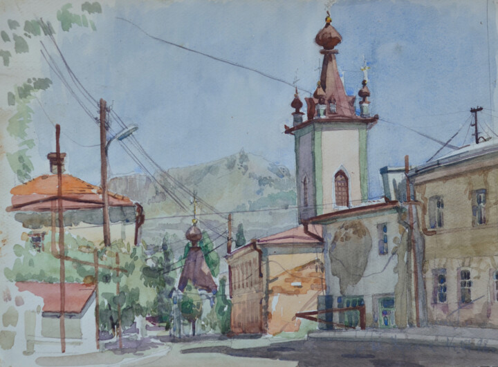 Streets of Alushta. Crimea. Ukraine 绘画, 11.7x16.1 in