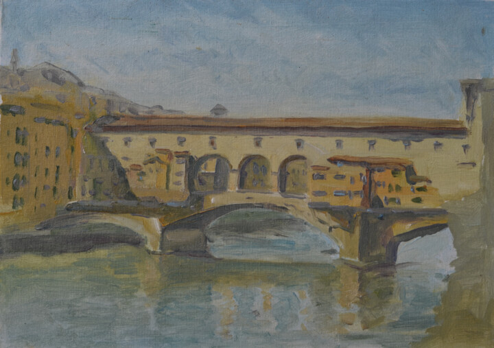 The Ponte Vecchio. Florence 绘画, 9.8x13.8 in