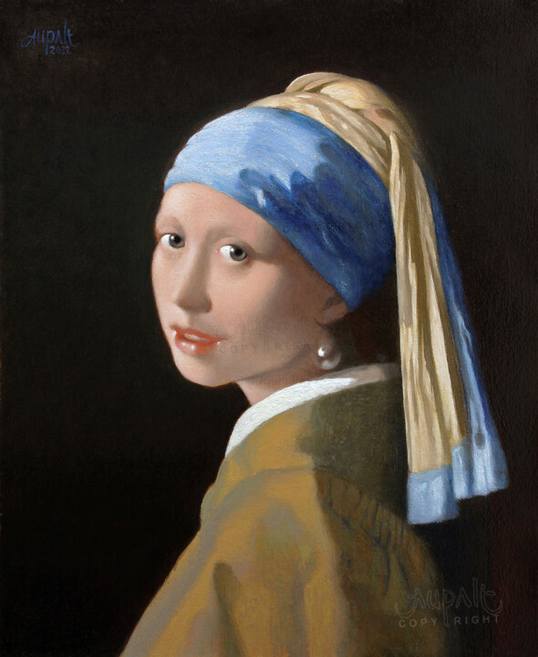 4318, fille perle, inspiré de VERMEER 绘画, 18.1x15 in