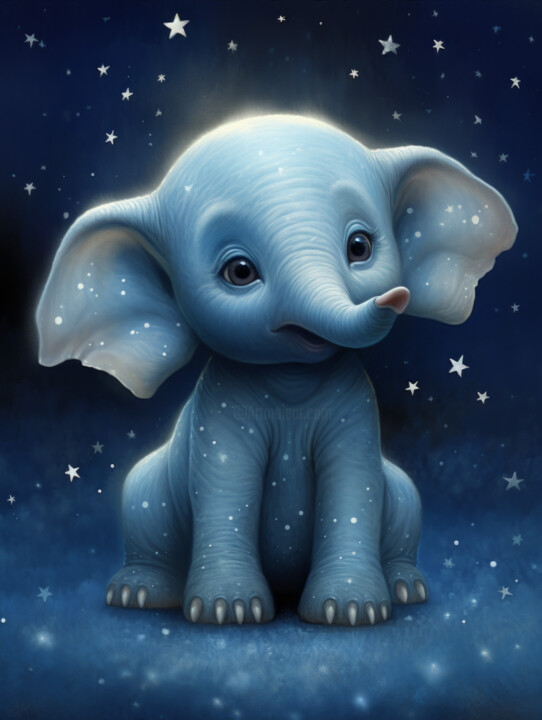 Cute Elephant Nursery Art 数字艺术