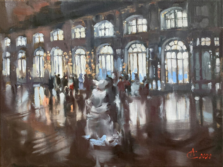 Tsarskoe Selo. Great Hall. Oil painting Painting, 11.8x15.8 in