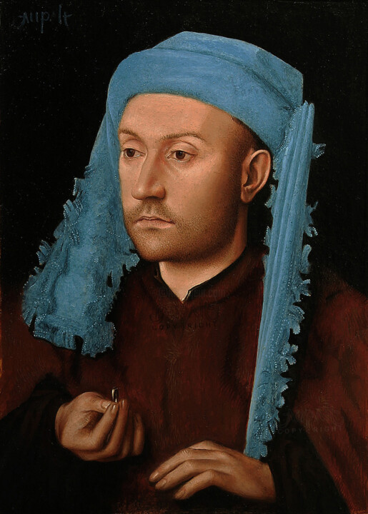 4523, portrait d'orfèvre, inspiré de VAN EYCK 绘画, 8.7x6.3 in