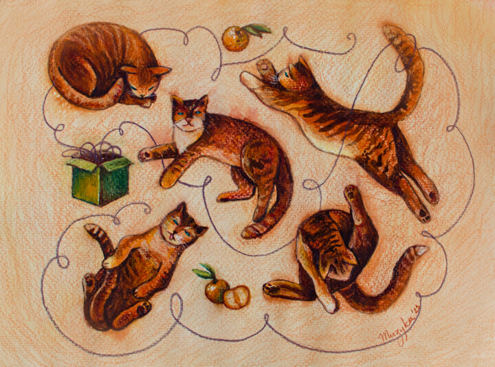 Red cats 图画, 9.5x11.8 in