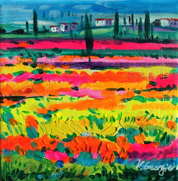 Art box - Yellow in Tuscany 绘画, 7.9x7.9 in