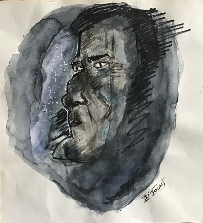 Balade nocturne 绘画, 8.3x8.2 in