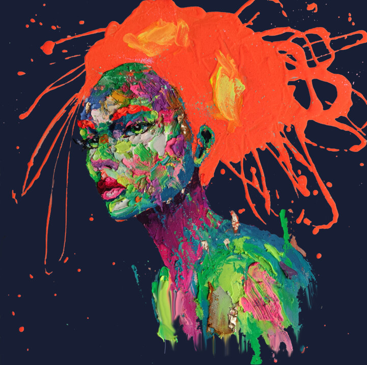 Orange punk 绘画, 23.6x23.6 in