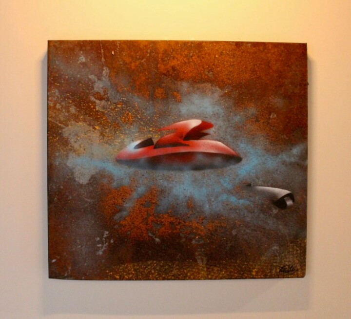 Painting titled "Spaceship" by Tweak Art, Original Artwork, Spray paint