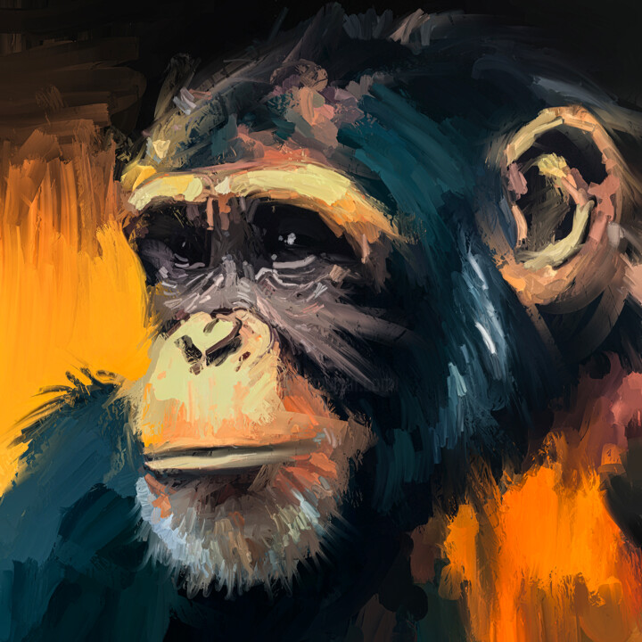 Junger Schimpanse 绘画, 39.4x39.4 in