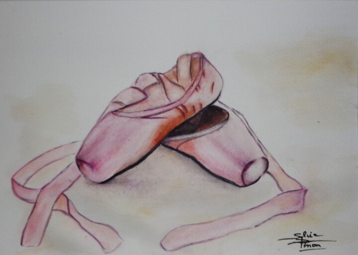 les chaussons roses 绘画, 8.3x12.2 in