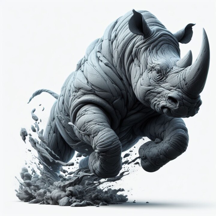 La charge du rhino 数字艺术