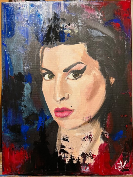 Portrait Amy Winehouse Painting, 15.8x11.8 in