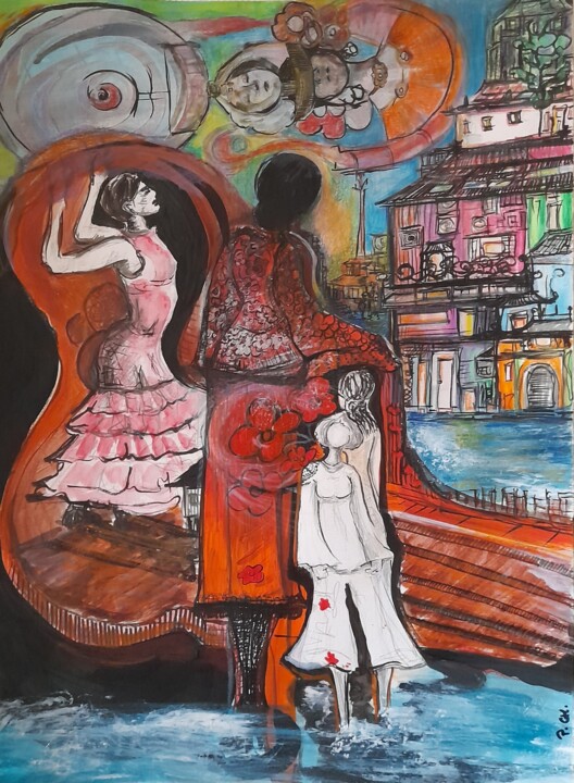 Flamenca-3 绘画, 16.5x11.4 in