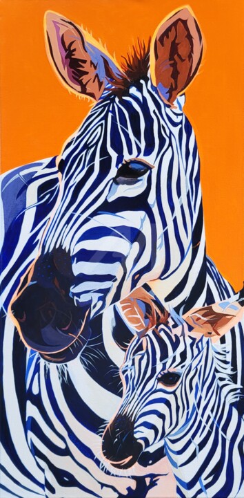 ZIG ZAG LES 2 ZEBRES 绘画, 31.5x15.8 in