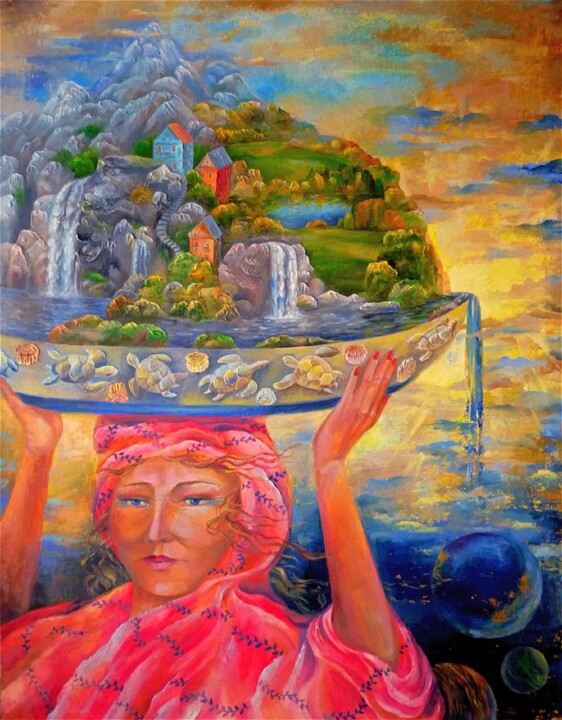 Женщина, несущая мир 绘画, 35.4x27.6 in