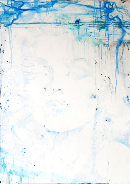 White Blue Abstract Painting, Marilyn Monroe Monolog 绘画, 59.8x42.9 in
