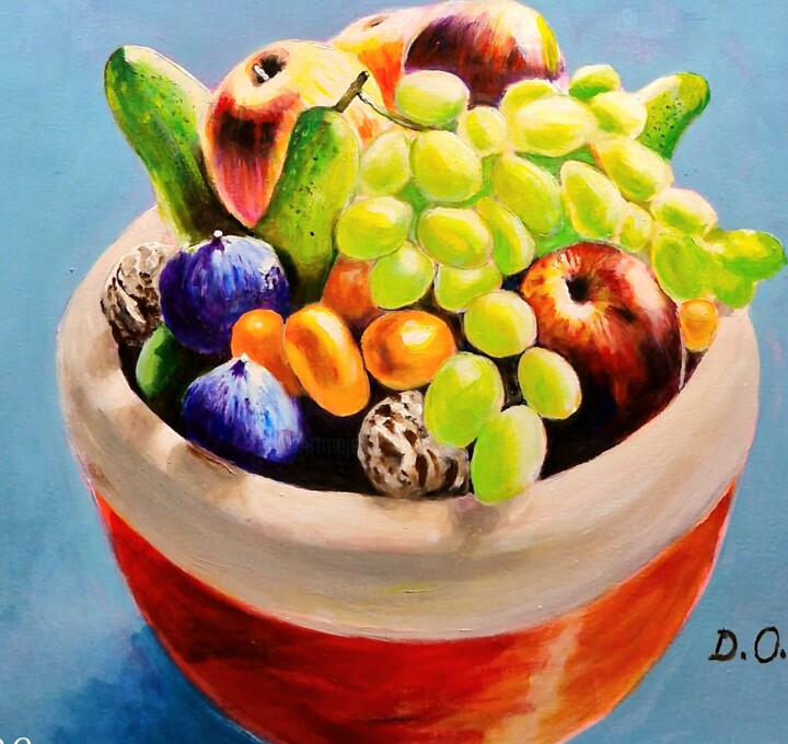 La coupe de fruits 绘画, 16.5x16.5 in