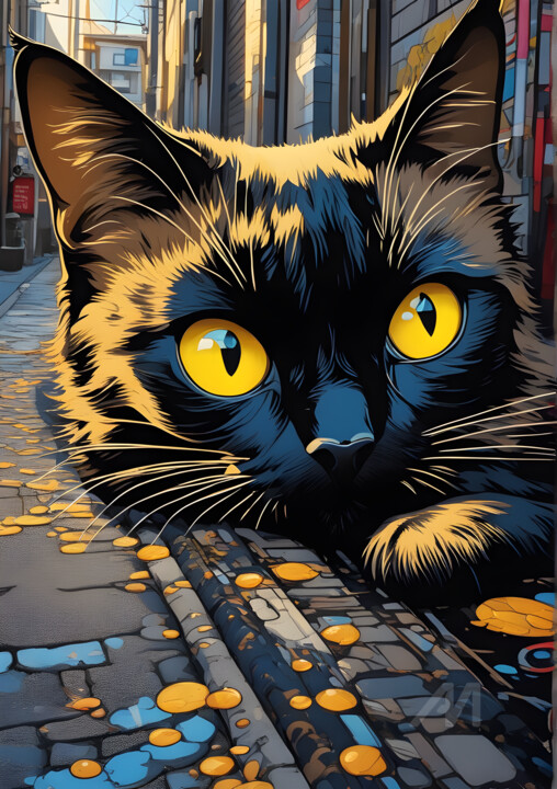 Digital Arts titled "Adorable kawaii bla…" by Graphicnoir, Original Artwork, AI generated image