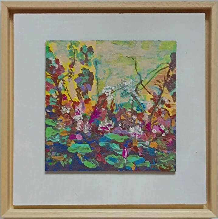 Peinture intitulée "Oxygen I" par Mieke Van Os, Œuvre d'art originale, Acrylique Monté sur Panneau de bois