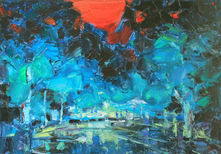Red night 绘画, 13.8x19.7 in