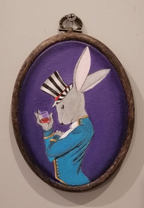 The Christmas Bunny 绘画, 5.9x4.5 in