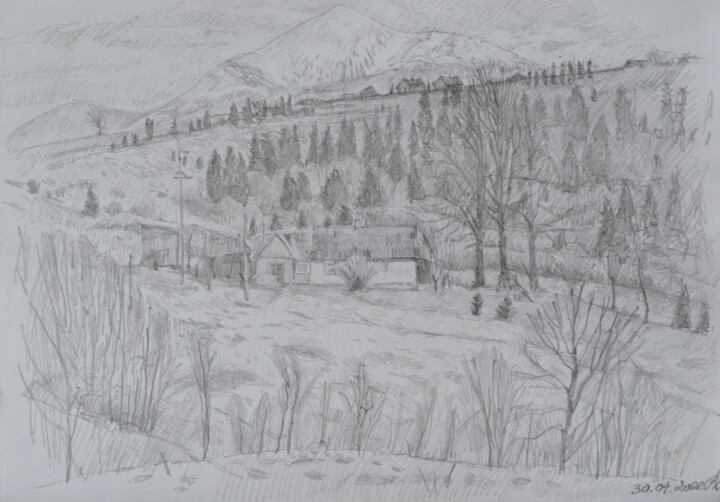 At the foot of Hoverla. Carpathians. Ukraine 图画, 11.7x16.5 in