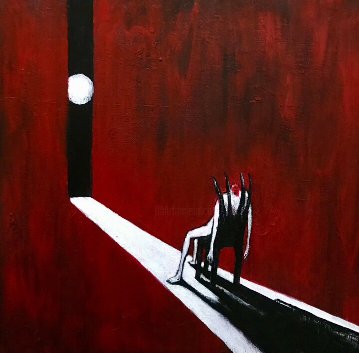 Painting titled "the last Moonlight" by Vaxo Lang, Original Artwork, Acrylic