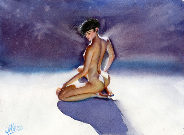 Nude Lady 绘画, 9.1x12.2 in
