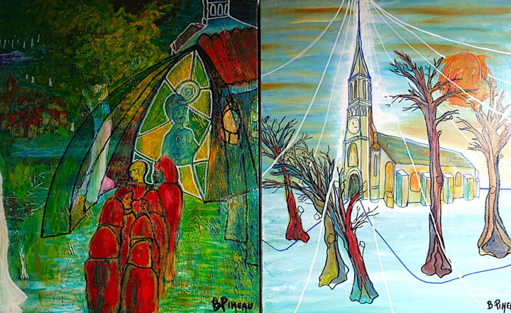 D027F20 Hivers d'église 绘画, 28.7x47.2 in