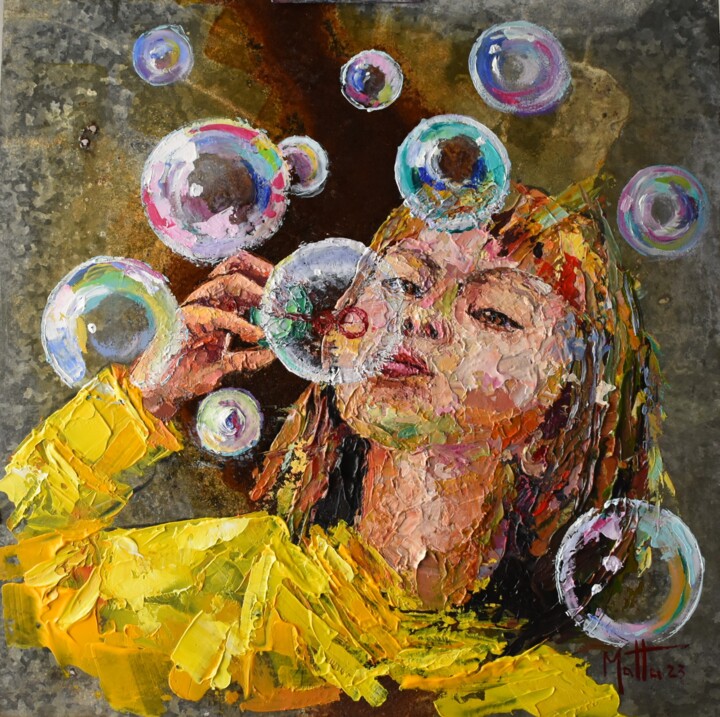 Gioco con le bolle 绘画, 19.7x19.7 in