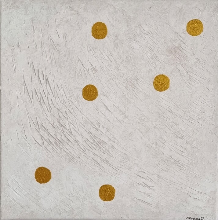 Painting titled "Struktur mit Kreise" by Sigrid Vondran, Original Artwork, Acrylic Mounted on Wood Stretcher frame