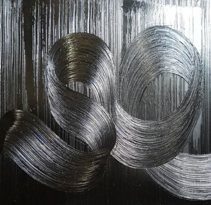 peinture abstraite a l`huile sur toile 绘画, 11.8x11.8 in