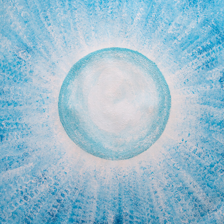 BIRTH - light abstraction, child, pregnancy, sphere, embryo Painting, 39.4x39.4 in