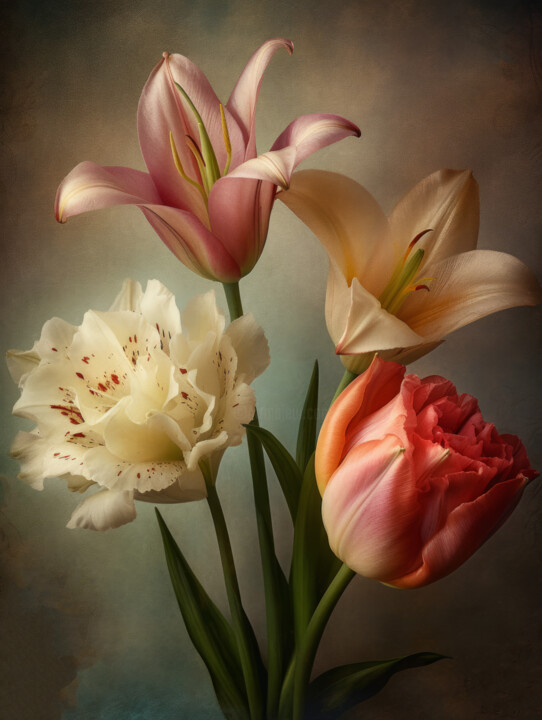 Vintage Soft Flowers 4 Digital Arts