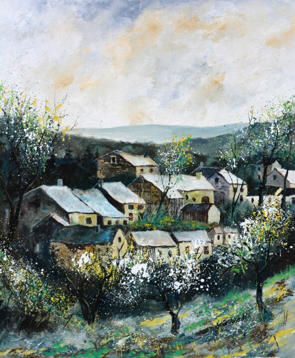 Peinture intitulée "Spring in my countr…" par Pol Ledent, Œuvre d'art originale, Huile Monté sur Châssis en bois