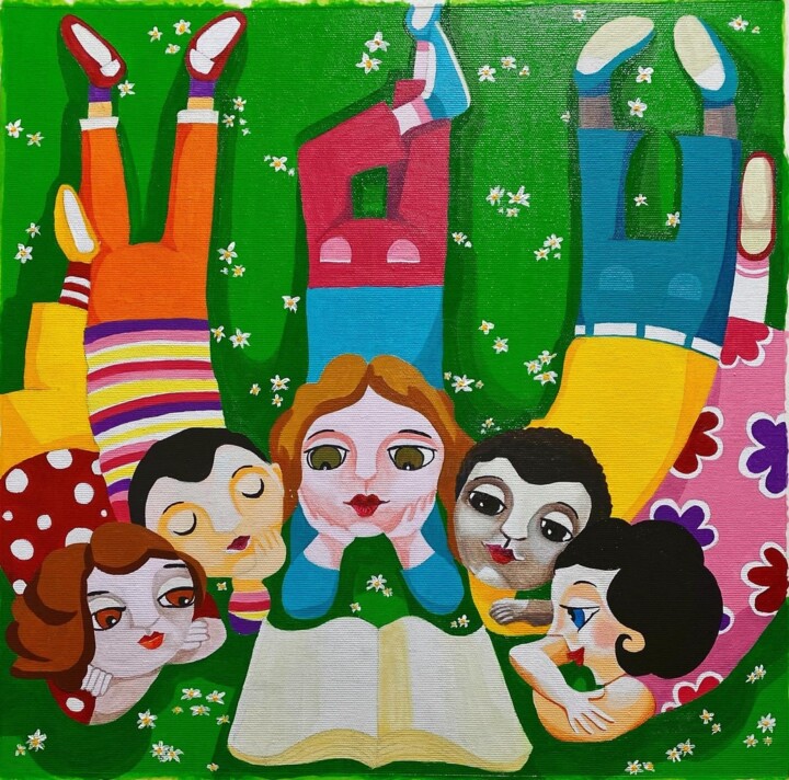 LE AMICHE Painting, 15.8x15.8 in