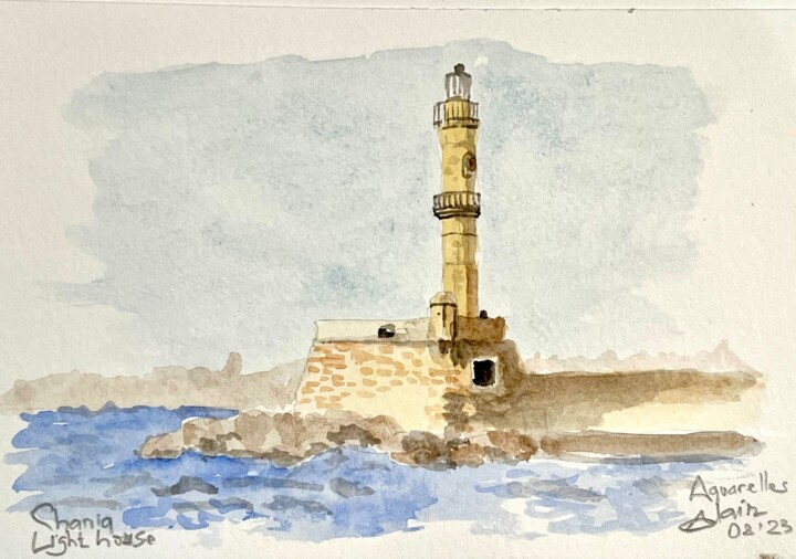 2308 Chania Lighthouse 绘画, 3.9x5.9 in